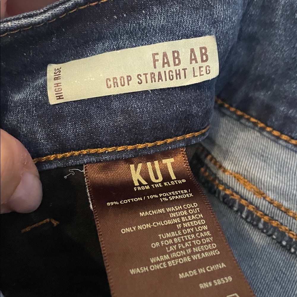 Kut from the Kloth Dark Wash Fab Ab Crop Straight Leg Jeans 18W - Picture 5 of 8